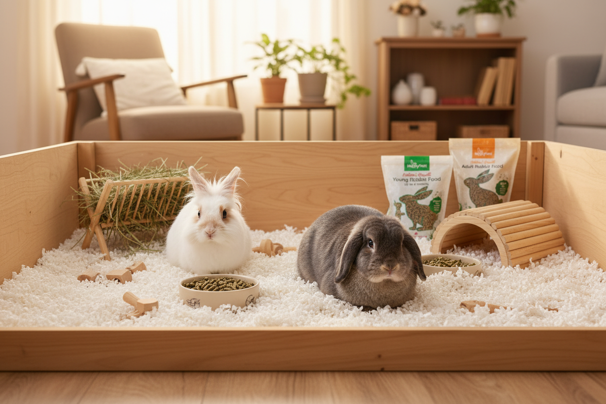HoppyFeet bunny enclosure scene