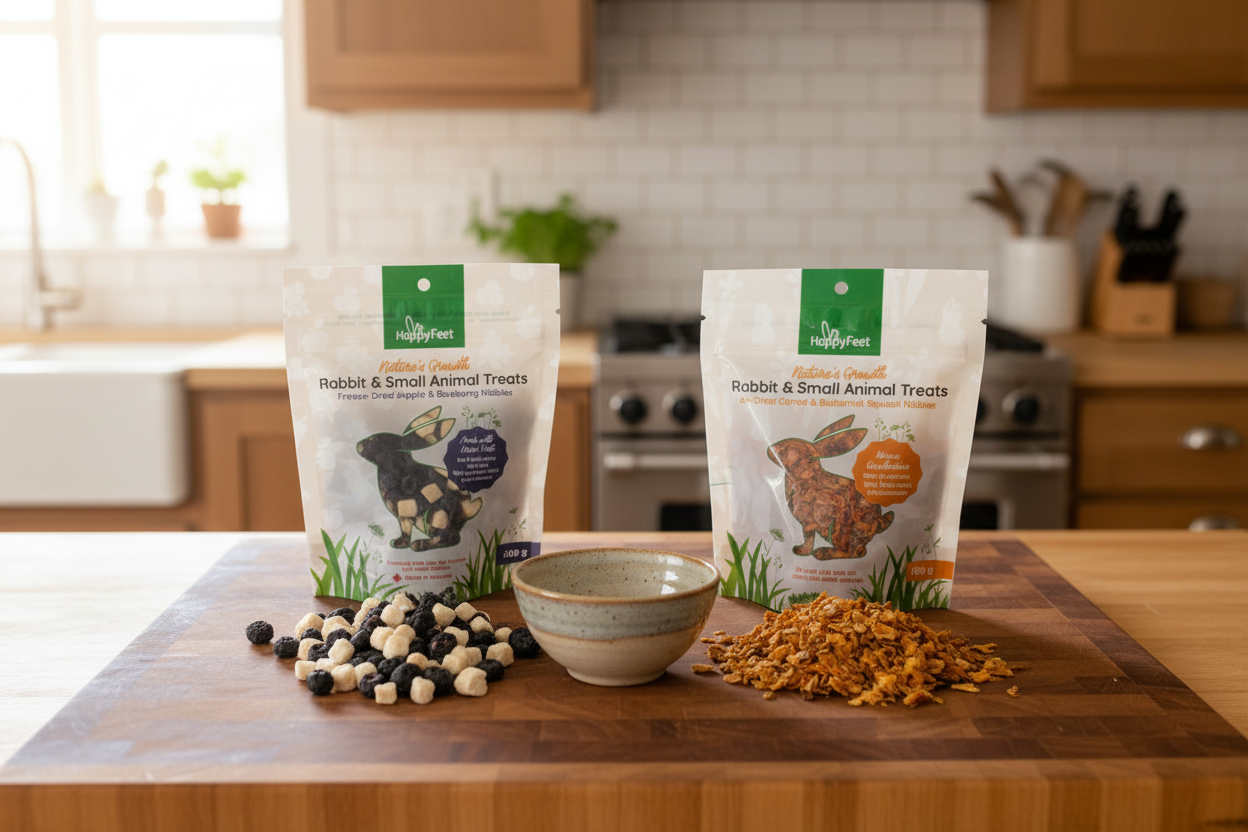 HoppyFeet treats in kitchen setting